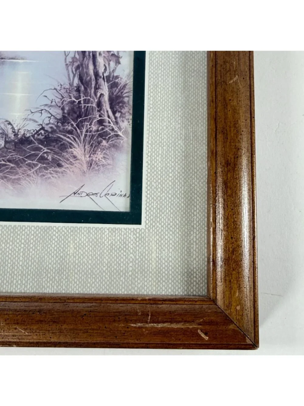 Vintage Andres Orpinas Prints Flying Ducks Double Matted Framed Signed 13 x 11